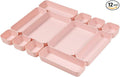 Set Of 12 Pink Color Plastic Desk Drawer Organizers For Makeup Bathroom Office Kitchen Vanity Drawer Storage Box Container