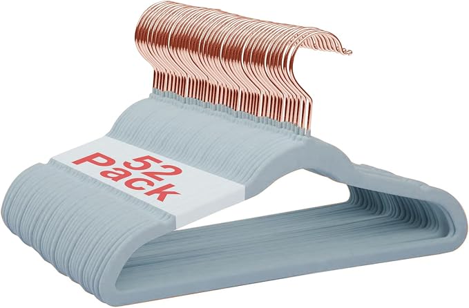 Baby Velvet Hangers Non-Slip Space Saving Swivel Hook 52 Pack Blue