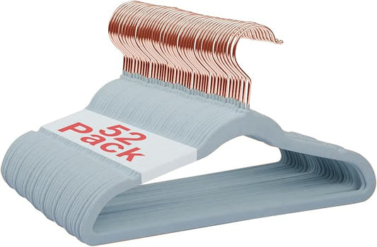 Baby Velvet Hangers Non-Slip Space Saving Swivel Hook 52 Pack Blue