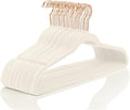 MIZGI Premium Velvet Hangers 100 Pack Heavy Duty - Non Slip Felt Hangers - Velvet Suit Hangers Ivory - Rose Gold Hooks,Space Saving Clothes Hangers