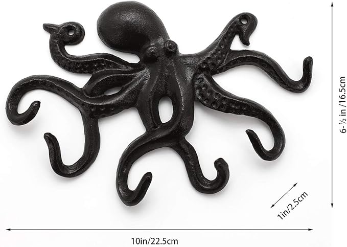 Key Holder for Wall, Octopus Coat Hooks Wall Mounted Towel Hooks, Heavy Duty Key Hooks Decorative with 6 arms