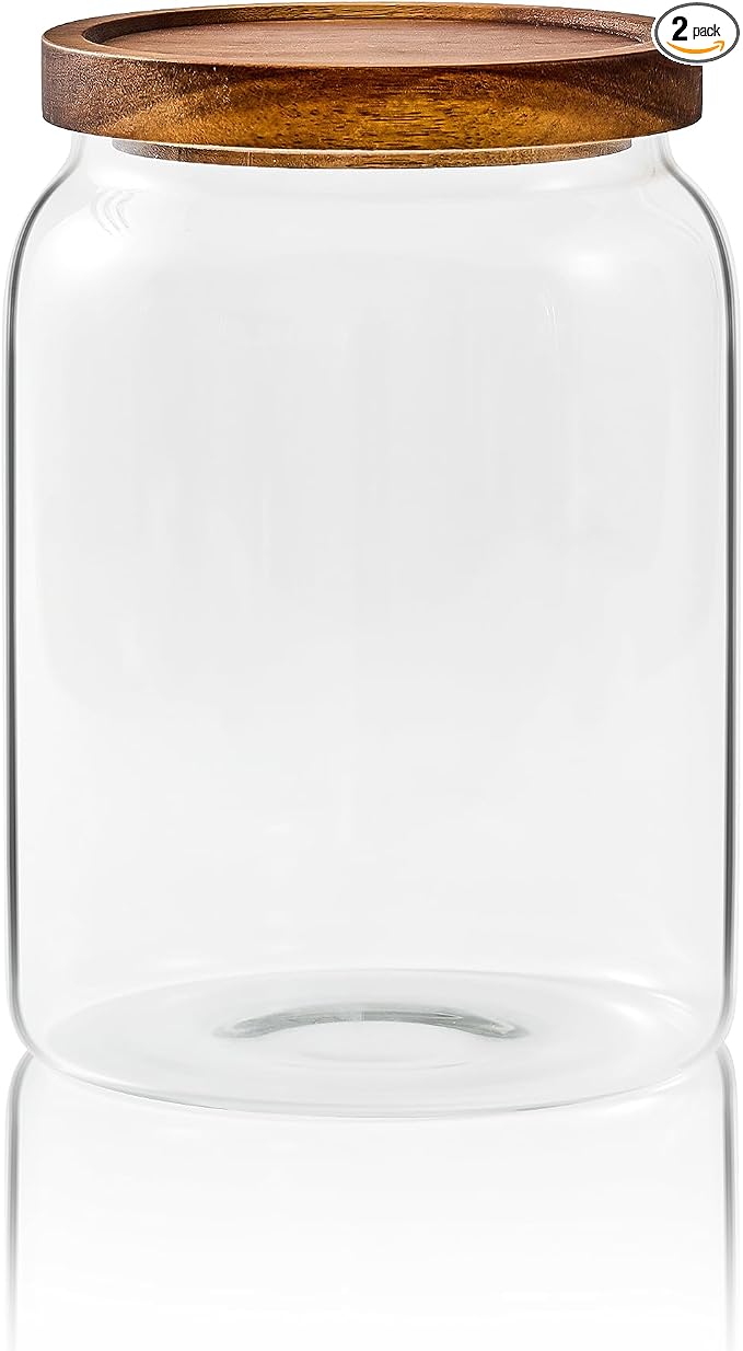 Sweejar Glass Jars for Laundry Room Organization, 90 ounce Laundry Pods Container, Glass Food Storage Jars with Airtight Lid, 1 Pack, Press Lid
