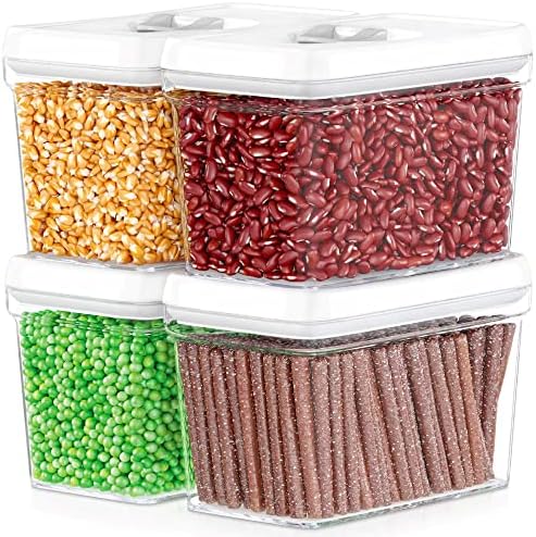DWËLLZA KITCHEN Airtight Food Storage Containers with White Lids 2L - 4 Pc Clear Plastic Pantry Snacks Kitchen Container, Baking Supplies, 4LB Sugar & Flour Canister BPA-Free