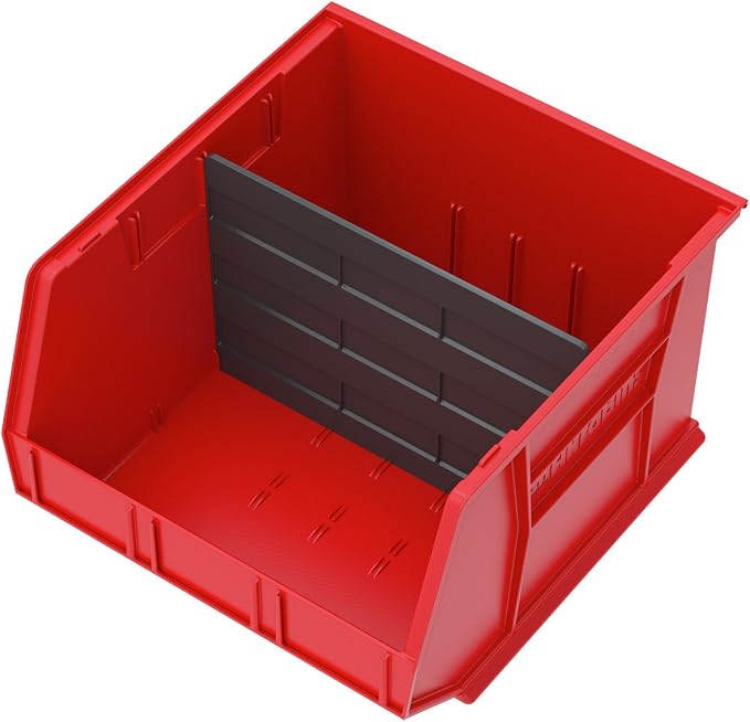 Akro-Mils 41270 Plastic Width Dividers for AkroBins Stackable Storage Bins Model 30270, Custom Storage Inserts for Tools, Crafts & Supplies, 6-Pack, Black
