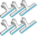 HOUSE AGAIN 6 Pack Stainless Steel Large Chip Bag Clips Covered with Silicone - NO More Sharp Edges - Color Coded for Food Bags - Air Tight Seal, Heavy Duty for Kitchen and Office, 5 Inches, Blue