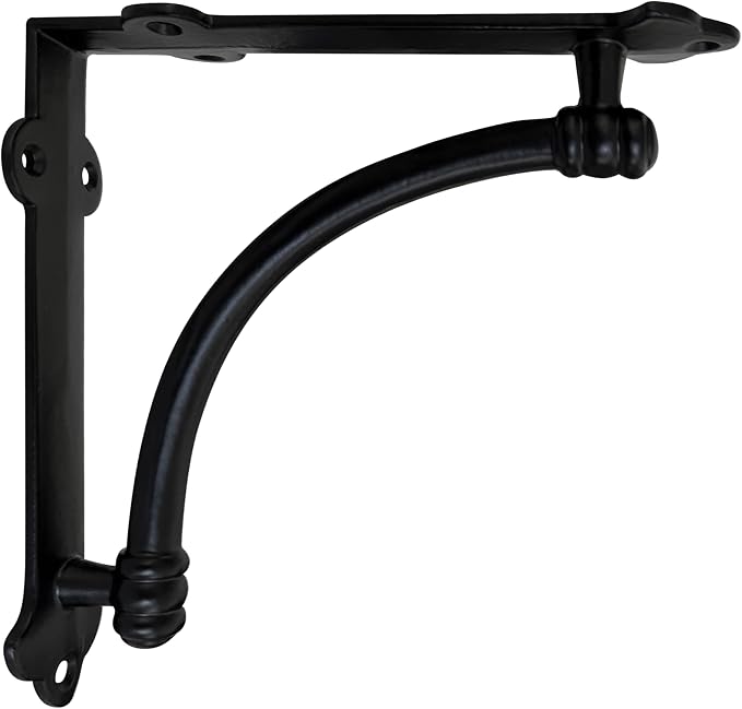NACH Decorative Shelf Brackets, 4 Pack of 7.25 x 1.6 x 7.25 inch Black Cast Iron Shelf Brackets - Decorative Brackets for Mounting - Industrial Style Brackets - Slim Version - AD-90-064M