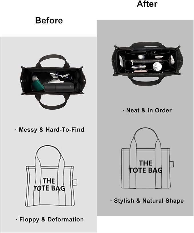 ZTUJO Purse Organizer Insert For Handbags, Silky Bag Organizer With 2 Zippers For Speedy Neverful Tote and More (Black, XX-Large)