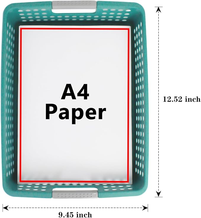 Soddeph A4 Paper Trays for Classroom with Grip Handles,Book Baskets for Library, Drawers, Office, Home,Desk,Turn in Trays Classroom Plastic Storage Baskets