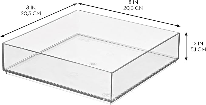 iDesign Stackable Makeup Drawer Organizer Tray, Set of 4, Clear | Vanity Organizer, Desk Organizer