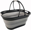 SAMMART 38L (10 Gallons) Collapsible Plastic Laundry Basket - Foldable Storage Container/Organizer - Portable Washing Tub - Space Saving Laundry Hamper (Black/Alloy Grey)