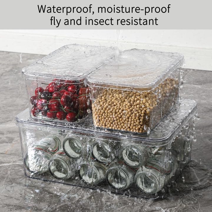 Clear Storage Bins With Lids,5 Packs Food Storage Organizer,Cabinet Storage Basket for Clothing, Towels, Cosmetics, Kitc