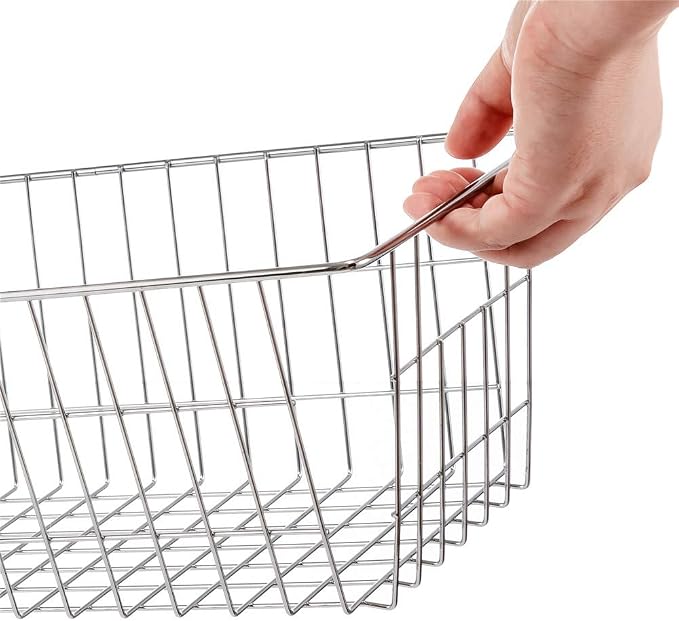 SANNO 15.7" Freezer Baskets Refrigerator Storage Baskets Bins Wire Storage Baskets Bin Organizer Food,Kitchen, Basket Organizers Bins for Home, Bathroom, Closet, Plating 4 pack