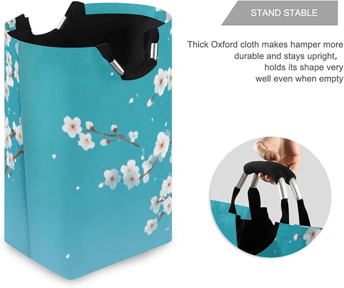Dreamy Cherry Blossom Petals Large Laundry Hamper Basket, Collapsible Laundry Bag Storage Bins Baskets with Handles for Laundry, Bedroom, Home Decor