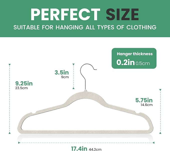 InfiniPower 50 Pack Velvet Hangers, Heavy Duty Non-Slip Clothes Hangers with Shoulder Notches, Coat Suit Hangers with 360° Swivel Hooks, White
