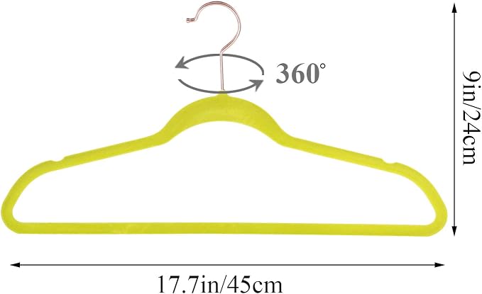 VECELO Premium Velvet Clothes Hangers Suit Heavy Duty (60 Pack)-Non Slip & Space-Saving with 8 Finger Clips & Tie Rack Excellent for Men and Women,Yellow