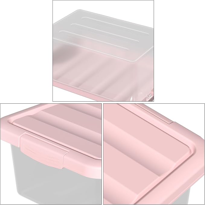 14 Quart Latching Storage Bin with Lid, Plastic Clear Storage Box, 2 Pack