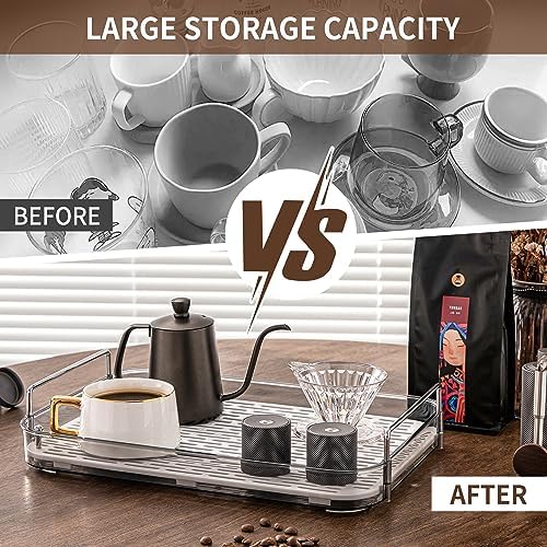 Coffee Bar Accessories,Station Organizers,Large Capacity Storage with Drain Board,Whisky Tray,Mug Tea Cup Holder Coffee 