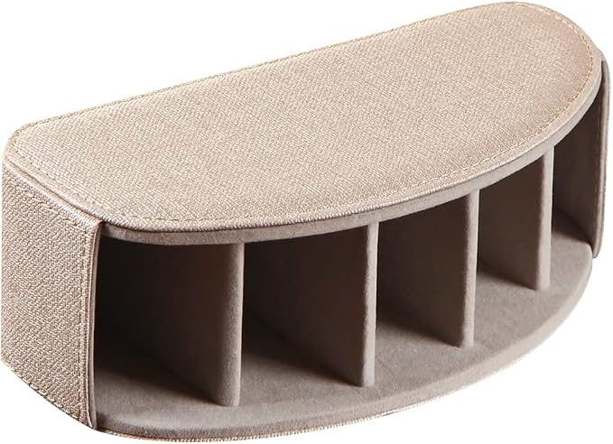 Leather TV Remote Control Holder with 5 Compartments Remote Caddy Desktop Organizer for Storage TV, DVD, Blu-Ray, Media Player, Heater Controllers