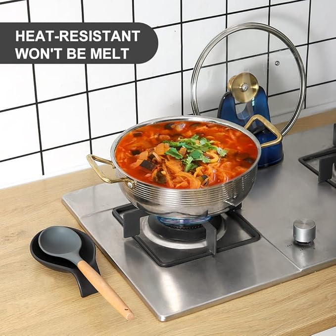 Nihow Ceramic Pot Lid Holder While Cooking for Kitchen Counter/Stove Top | Catch Water & Oil Drips,Stable & Secure,Heat Resistant,Easy to Clean & Dishwasher Safe,Space-Saving,Multi-Purpose Holder