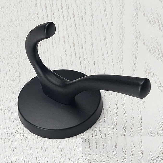 Mellewell Double Robe Hook 4-1/5'' Height Heavy Duty Towel Coat Hooks Wall Mounted Matte Black, 2 Pack, 09001D
