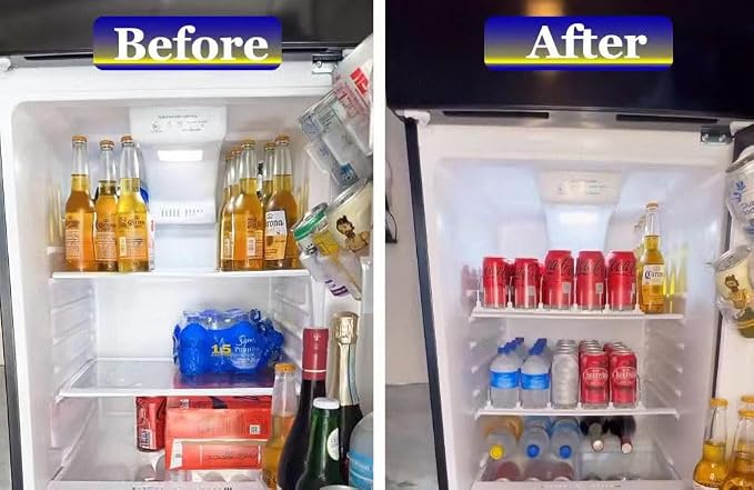 AMLLLC Soda Can Dispenser for Refrigerator,Automatic Pusher Glide Refrigerator Organizer and Adjustable Width - Storage 30 Cans