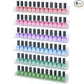 NIUBEE 6 Pack Nail Polish Rack Wall Mounted Shelf with Removable Anti-Slip End Inserts, Clear Acrylic Nail Polish Organizer Display 90 Bottles