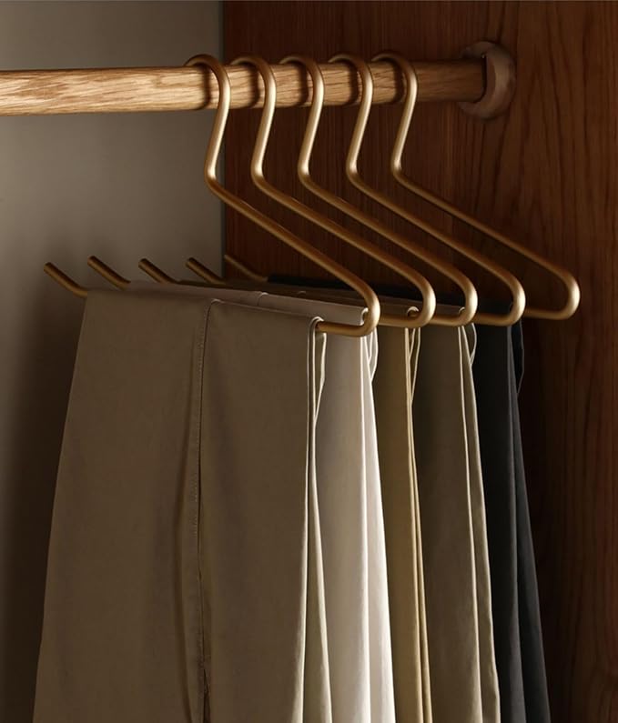 Premium Matte Gold Aluminum Pants Hanger 10 Pack, 13.7” Extra Smooth & Durable Metal Shirt Dress Hanger,Aluminum Alloy Hanger,Clothing Support,Clothing Hang