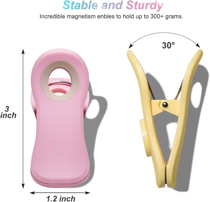 Magnetic Clips - Food Clips, Chip Clips, Bag Clips for Food Storage with Air Tight Seal Grip for Bread Bags, Snack Bags and Food Bags (Pack of 10, Pastel Colors)