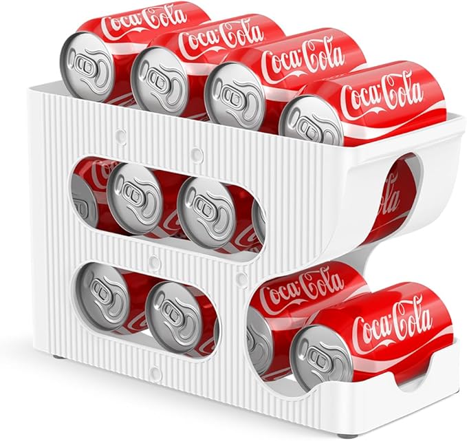 Sotfamily FIFO Soda Can Organizer for Pantry or Fridge, Holds 12 Cans | 1-Pack Automatic Rolling Drink Organizer for Fridge, Space-Saving Pop Can Dispenser/Holder/Storage/Container for Refrigerator