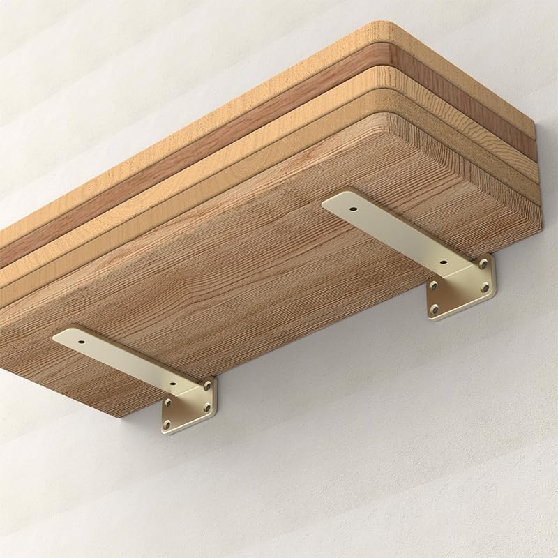 Gold Heavy Duty Iron Shelf Brackets,10 inch,Floating Brackets Upgraded, Heavy Duty Iron Shelf Brackets, Industrial Moder