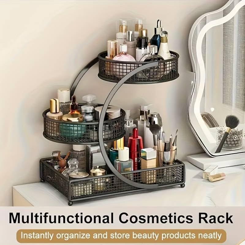 Makeup Organizer Countertop for Vanity, 3 Tier Bathroom Bedroom Counter Skincare Organizer Cosmetic Display Shelf Vanity
