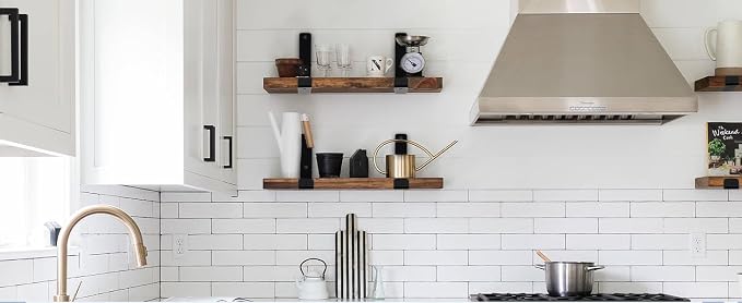 16 Pack - 7.25" L x 4" H x 1.5" W J Lip Shelf Brackets Rustic Farmhouse Iron Wall Floating Shelf Bracket Metal Shelf Bracket Industrial Shelf Supports with Screws Black