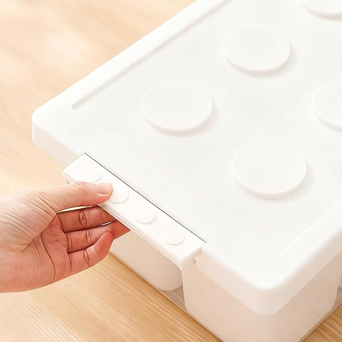 Plastic Storage Bins with Lids, Art Craft Supply Organizer Box with Brush Pot, Multipurpose Stackable Storage Containers for Organizing Tool, Craft, Crayon,Sewing(White)
