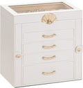 Enthralite Jewelry Box with 4 Drawers : Jewelry Display Organizer for Earrings Necklaces - Gift for Girls Women | White