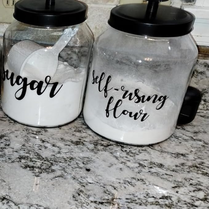 Hyperspace Glass Cookie Jar Food Container with Airtight Black Metal Lid, Large, 2PCS