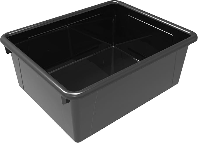 Storex Letter Size Deep Storage Tray – Organizer Bin for Classroom, Office and Home, Black, 5-Pack (62523U05C)