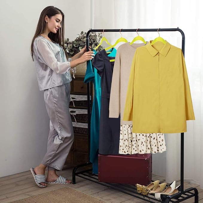 VECELO Premium Velvet Clothes Hangers Suit Heavy Duty (60 Pack)-Non Slip & Space-Saving with 8 Finger Clips & Tie Rack Excellent for Men and Women,Yellow