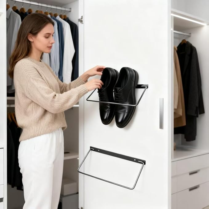 2-Pack Stackable Shoe Rack Organizer, Space-Saving Storage Shelves for Closet, Entryway & Bedroom