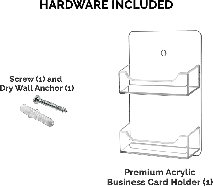 Business Card Holder Wall Mount 2 Slot Clear Acrylic Multi Pocket with Hardware Gift Card or Appointment Cards Display Rack Holds 3.5" x 2" Cards by Marketing Holders