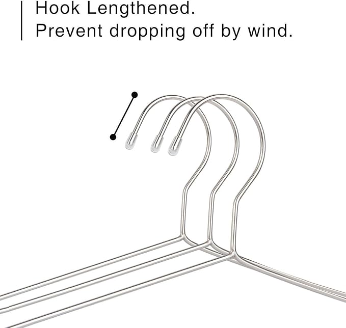 Stainless Steel Clothes Hangers 40 Pack, Space Saving Metal Closet Hangers with Shoulder Grooves, Heavy Duty Rust Resistant Hangers for Tank Tops, Cardigans, Shirts, Coats, Dorm and Outdoor Drying