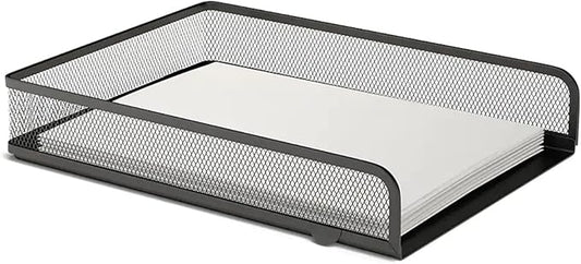1InTheOffice Stackable Letter Tray, Matte Black Wire Mesh Front-Load Letter Tray