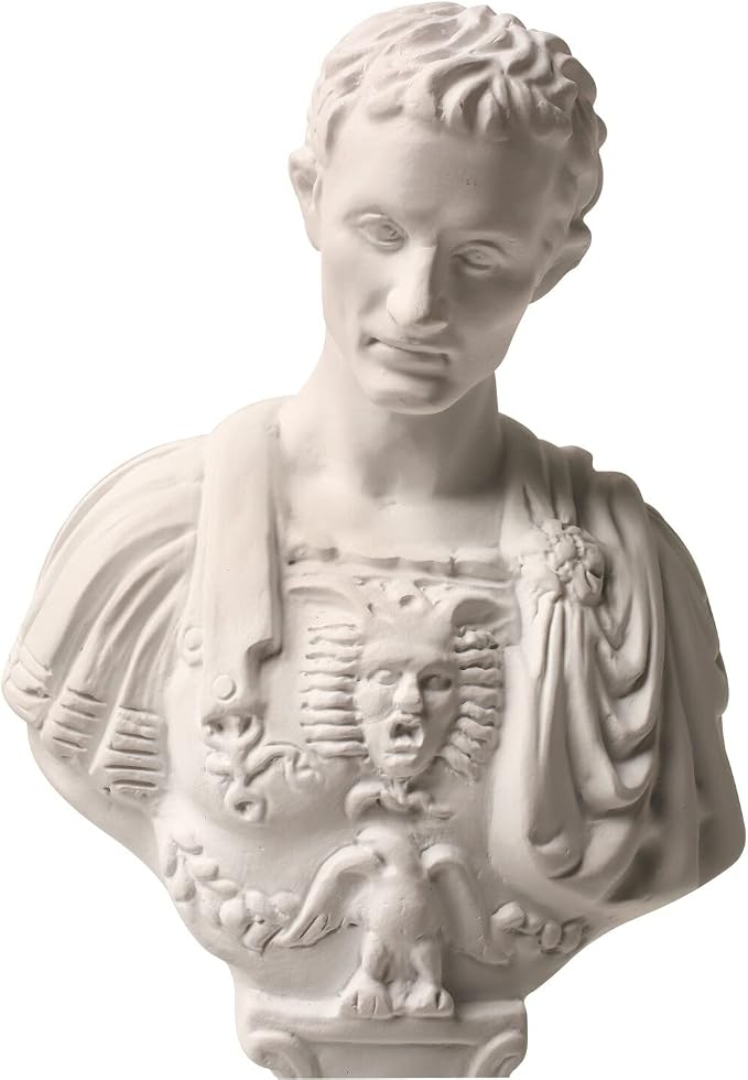 WHAT ON EARTH Julius Caesar Pencil Holder Stab Back Ides of March Pencil Holder for Desk, Roman Bust Statue with Back Stabbed Holes