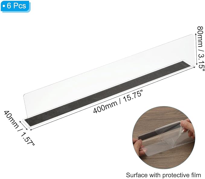 PATIKIL 12 Pack Shelf Dividers for Closet Organization, 15.7x1.57x3.1 Acrylic Magnetic Closets Separator Kitchen Cabinet Shelves Under Bed Blocker for Bedroom Kitchen Office, Clear