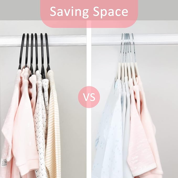 ManGotree 11.8'' Baby Velvet Hangers with Movable Clips, Non-Slip Kids Clothes Hangers, Ultra-Thin Space-Saving Children's Felt Hangers for Shirts, Pants, Dresses, Skirts, Jackets (16 Pack, White)