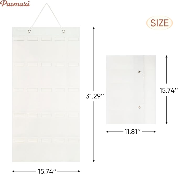 PACMAXI Sunglasses Storage Organizer, Wall Pocket Mounted by Sunglasses, Hanging Eyeglasses Storage Holder, Eyewear Display. (Ivory white, 25 Slot)