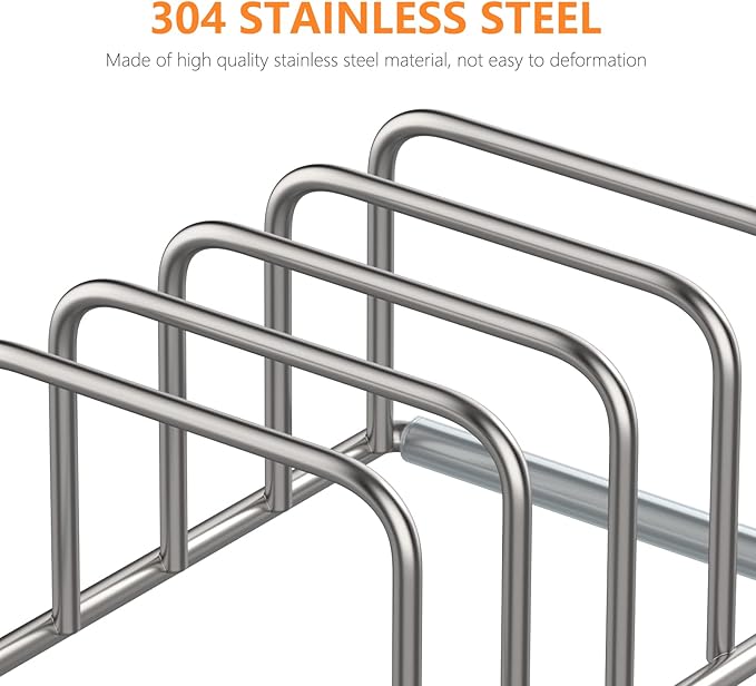 KORRTFID Cutting Board Organizer Stand Holder,304 Stainless Steel Chopping Board Holder,Pot Pan Lid Holder Rack kitchen Shelf Bakeware,Cookie Sheets Organizer (1.0 Inch Width Slots)