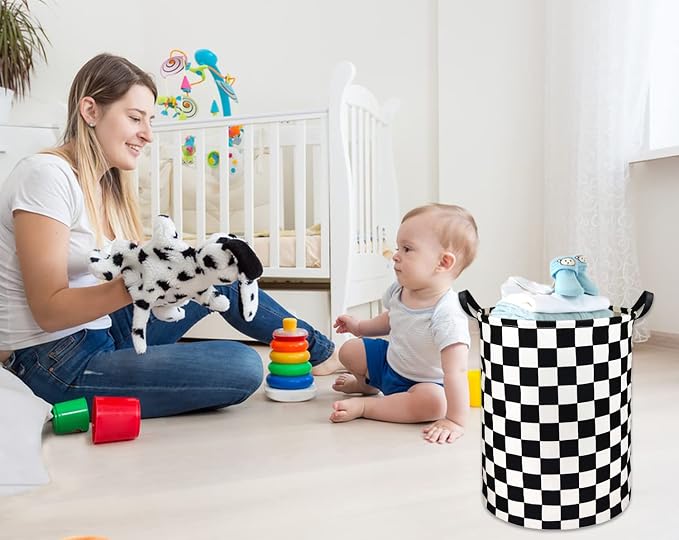 Boys Laundry Basket hamper Kids Hamper Car Toy Organizer Bins for Room Decor,Gift Basket for Bedroom(Racing Flag)
