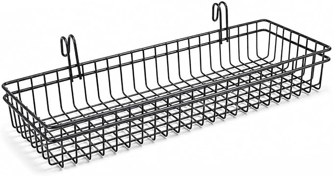 Black Metal Wire Hanging Basket, Multifunction Creative Mesh Wall Grid Holder Storage Organizer Plant Holder Shelf Flower Pots Black Coated | Multifunction holder for plants, flower pots & supplies, coated metal shelf for craft room & pantry, sturdy mo...