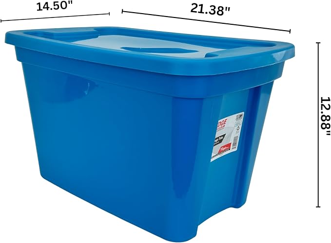Edge Plastics Classic Storage Tote, durable storage in for home or garage with secure snap lid designed for stacking (9, Aqua, 10 Gallon)