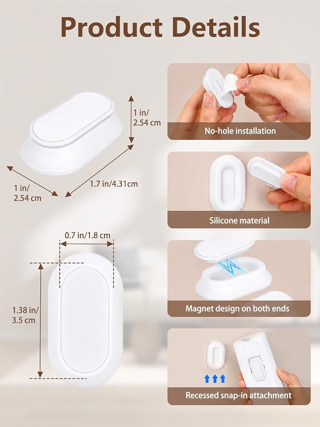 Magnetic Remote Control Holder Wall Mount, 5 Pack-White | Drill-Free Self-Adhesive Silicone Organizer for TV, AC, Fan, RV ,Bed, Couch & Table Storage Caddy Accessories